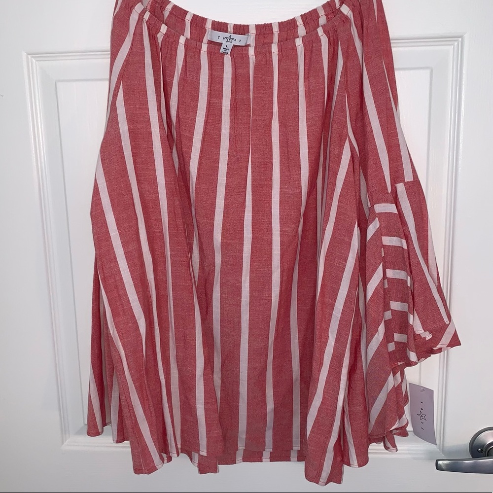 Fever Striped Off The Shoulder Top